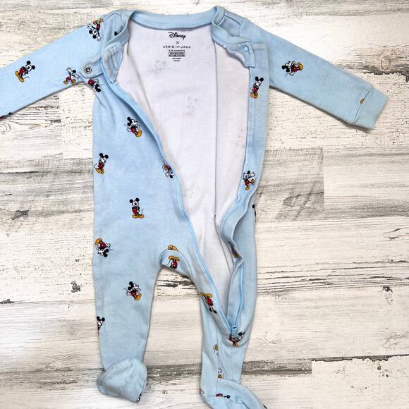 Janie and Jack Disney Mickey Mouse Sleeper Baby 6-12M Blue Zip One Piece Pajama - Picture 4 of 8